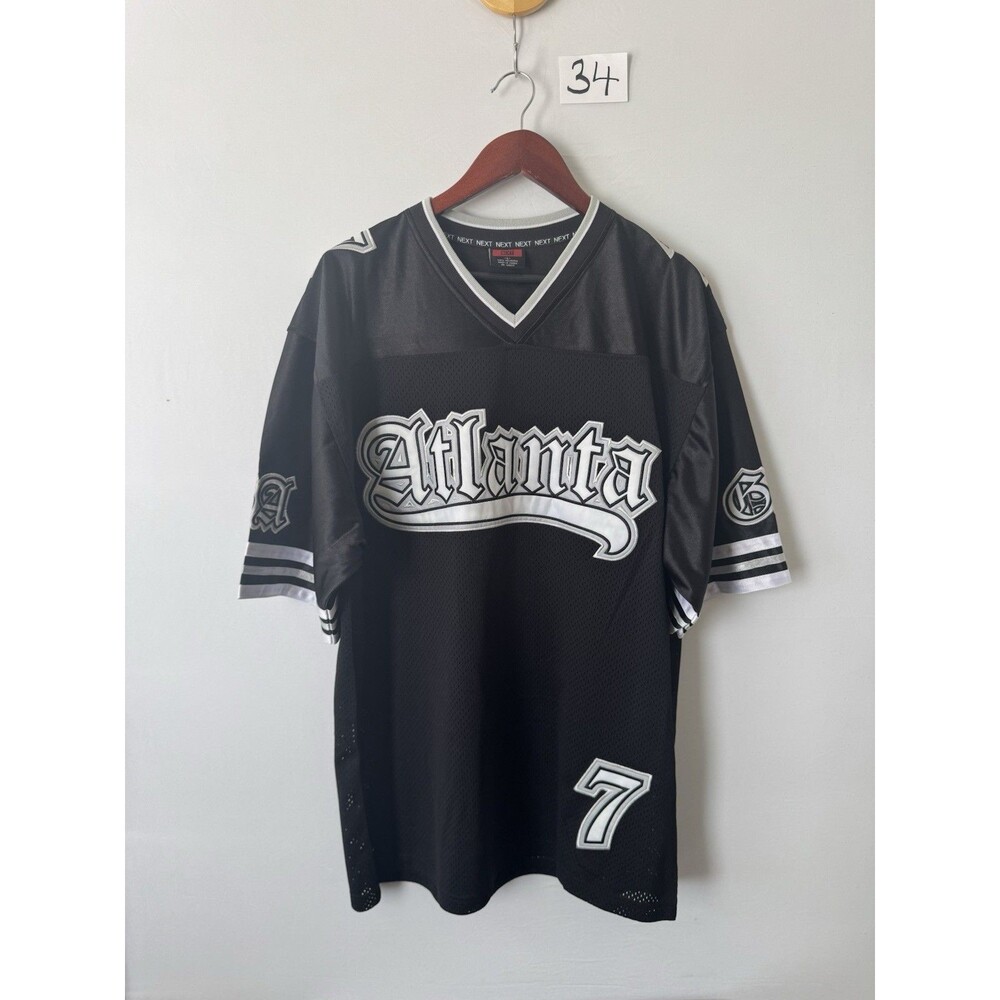 Vintage Y2K NEXT Atlanta #7 Jersey Mens L Black Silver Hip Hop Streetwear